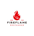 fire flame with spoon and fork for food vector image