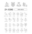 set of linear icons food labels vector image vector image