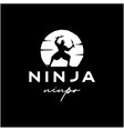 vintage ninja warrior moon logo design template vector image vector image