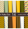 fourteen different round shape polka dot seamless vector image