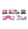 branded van design set vector image vector image