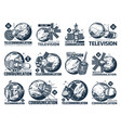 telecommunication and television satellite icons vector image