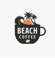 beautiful beach and coffee logo vector image
