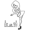 maid serving drinks 2 line art vector image