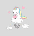 cute baby unicorn girls only motivational banner vector image vector image