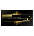 golden scissors and comb business card for beauty vector image
