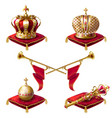 royal golden crowns fanfares scepter and orb vector image vector image