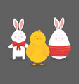 cute easter bunny chicken and egg vector image