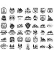 42 camping hiking and tourism emblems vector image