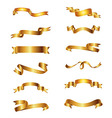 collection of golden ribbons gold set vector image