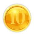 gold coin value 10 cartoon vector image