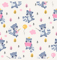 raccoon childish seamless pattern cute raccoons vector image