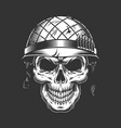 skull in soldier helmet monochrome concept vector image