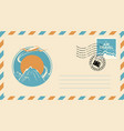 postal envelope on the theme of travel with stamp vector image vector image