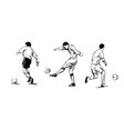 set of hand sketches soccer players vector image vector image