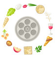 happy pesach jewish passover plate decorative vector image vector image