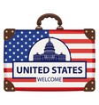 suitcase in colors of american flag vector image