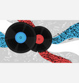 banner with vinyl records and notes image vector image vector image