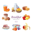 breakfast food icons in cartoon style vector image