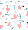 hand drawing skater flamingo pattern seamless vector image vector image