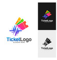 pulse ticket logo template design emblem vector image