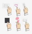hands hold different objects vector image