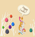 happy easter eggs and doodle bunny greeting card vector image vector image
