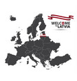 map of europe with the state of latvia vector image vector image