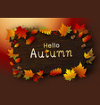 autumn leaves on brown wood background vector image vector image