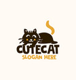 black cat sitting smiling logo design template vector image vector image