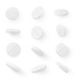 collection realistic white circle medical pills vector image vector image