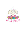 feliz pascua colorful flower lettering happy vector image vector image