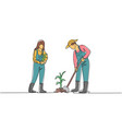 single continuous line drawing young couple vector image vector image