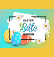happy easter sale banner with eggs and frame vector image