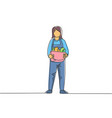 single continuous line drawing young female vector image
