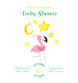 baby shower or arrival card - flamingo girl vector image