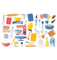 cartoon cooking tools and baking ingredients vector image vector image