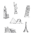 doodle travel set world famous landmarks vector image