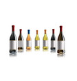 red wine bottle set of white rose and wine vector image vector image
