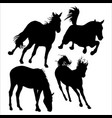 set of running horses silhouettes vector image