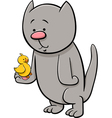 cat with canary cartoon vector image