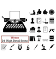 set of 24 writer icons vector image