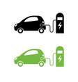 electric car and electrical charging station icon vector image vector image