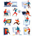 hacker icon set vector image vector image