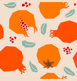 retro style collage pomegranate pattern vector image