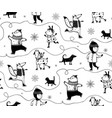 winter holidays skiing animals and kid vector image