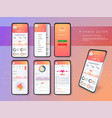 different ui ux gui screens fitness app and flat vector image vector image