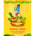 happy vishu new year hindu festival celebrated vector image vector image