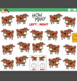counting left and right pictures cartoon cow vector image vector image