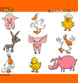 cute cartoon farm animal characters set vector image